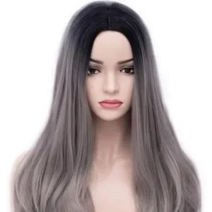 ?Moy 27”Grey Middle part Mix Wig *NWT*? Amazon.com : YBYMCAI Grey Wig - Long Silver Wavy Wigs for  main image 3